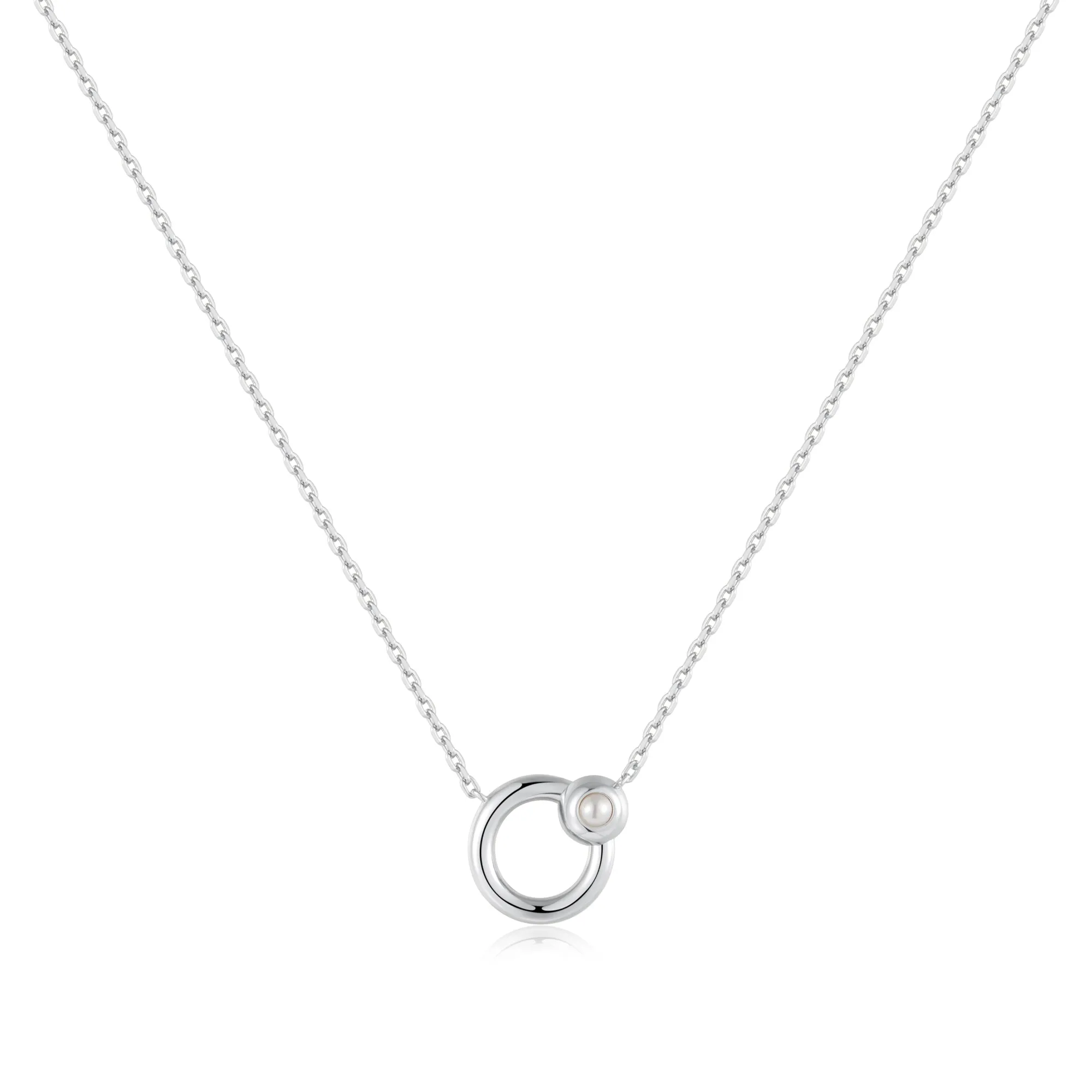 Silver Hoop Freshwater Pearl Necklace