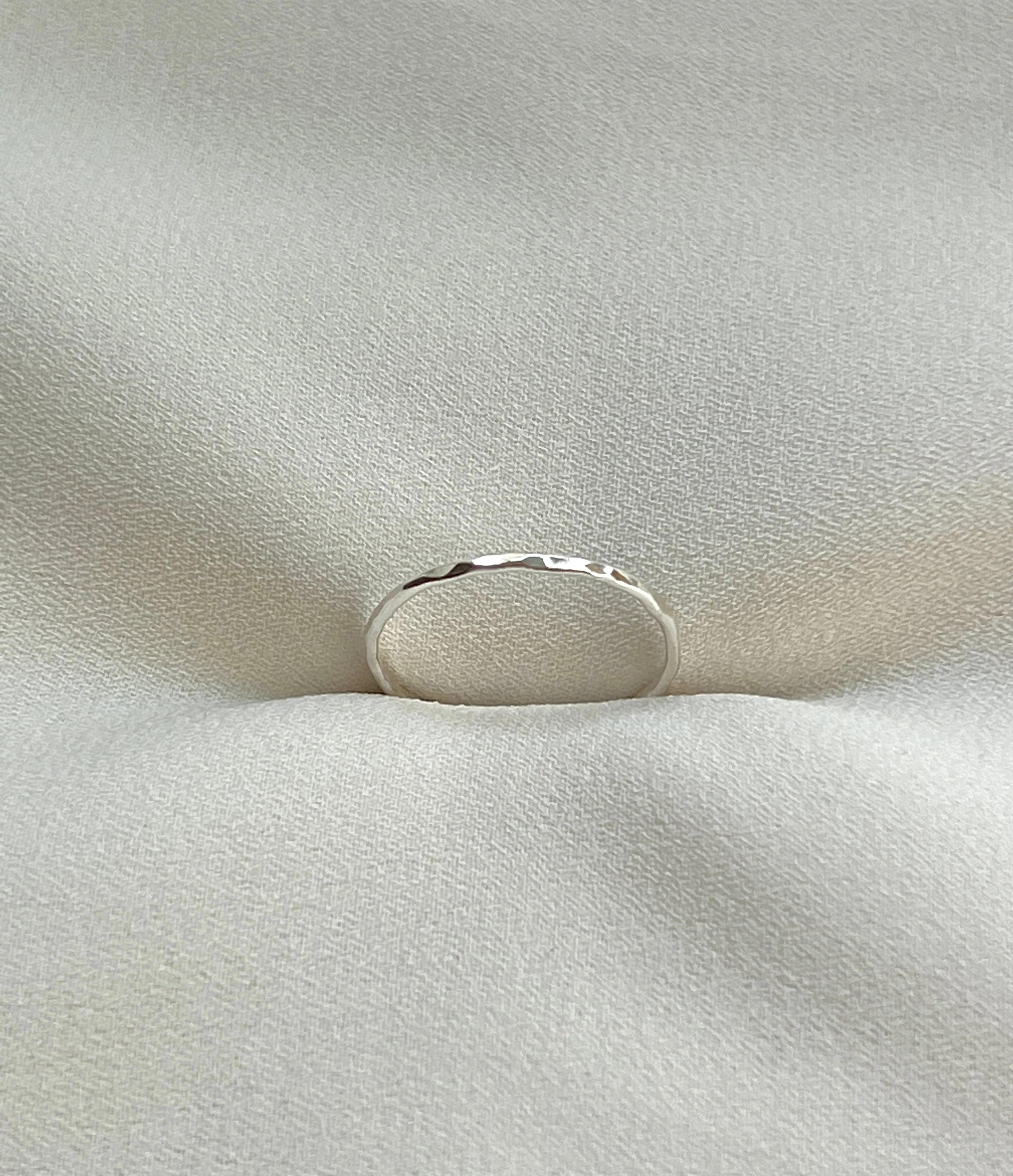 Simple Hammered Sterling Silver Stacking Ring