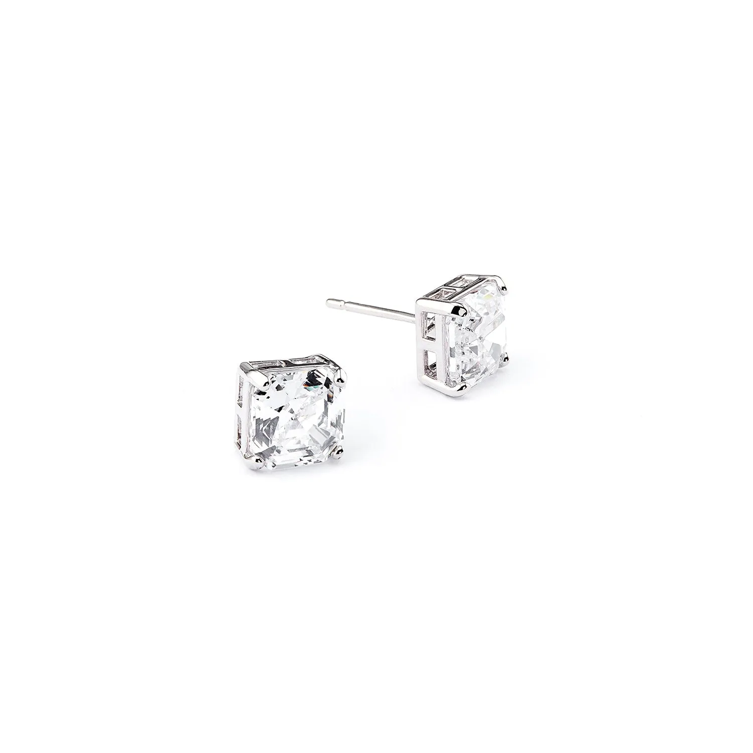 Solitaire CZ Asscher Earrings ( 0.8 CM )