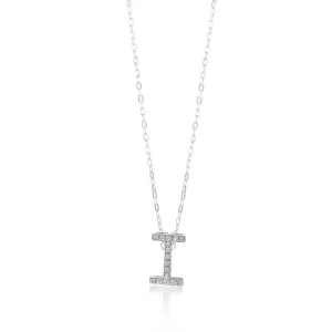 Sterling Silver Cubic Zirconia Initial "I" Pendant on 39 3cm Chain