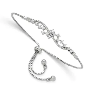 Sterling Silver CZ Adjustable Bolo Bracelet