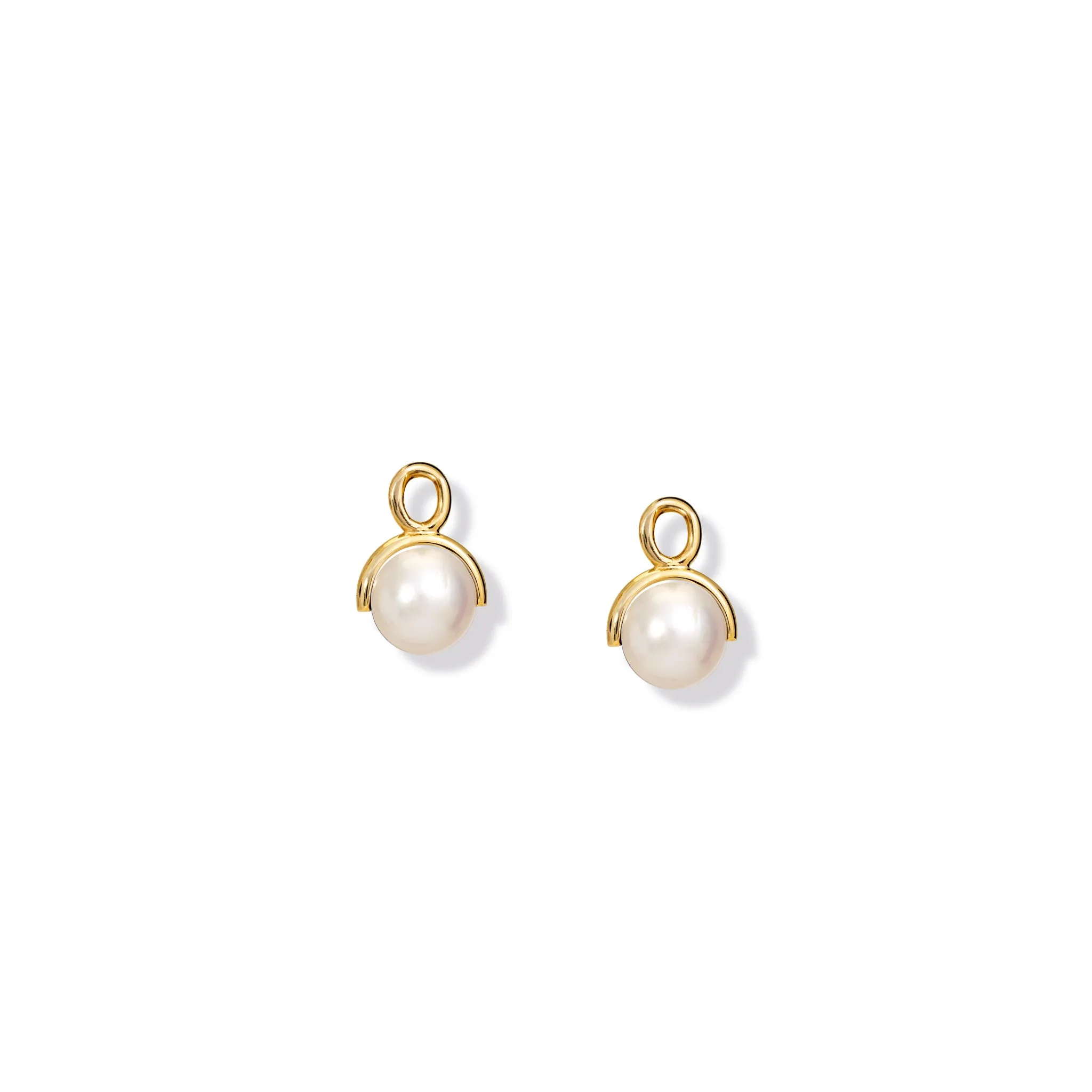 Stirrup Earrings Drops Yellow Gold - Pearl