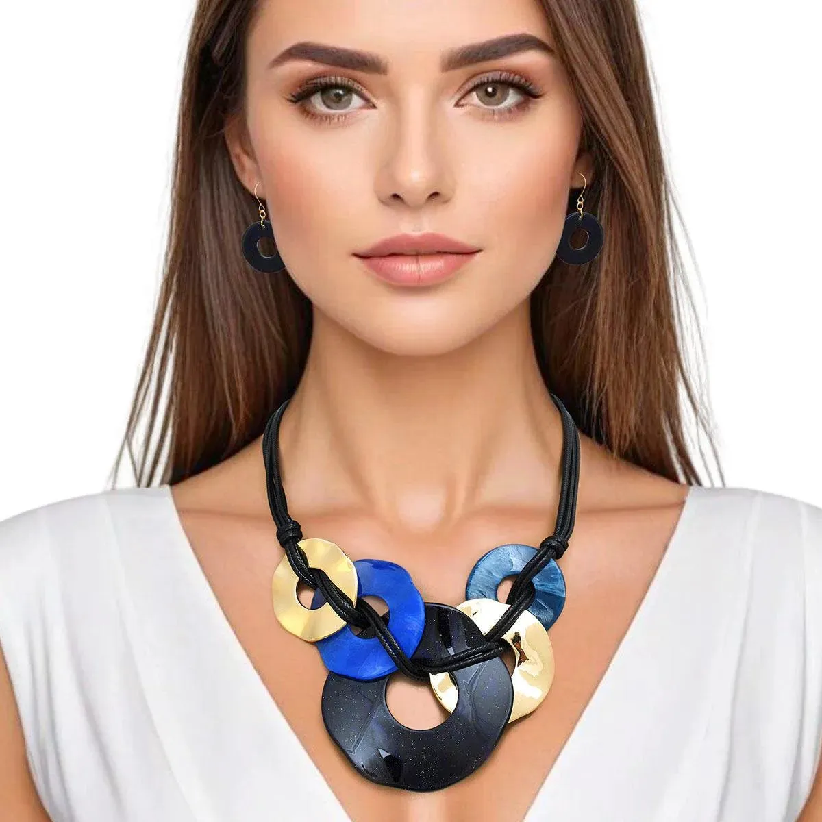 Stunning Abstract Round Blue/Multi Necklace Set for Trendy Looks