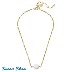 Susan Shaw Delicate Coin Pearl Necklace