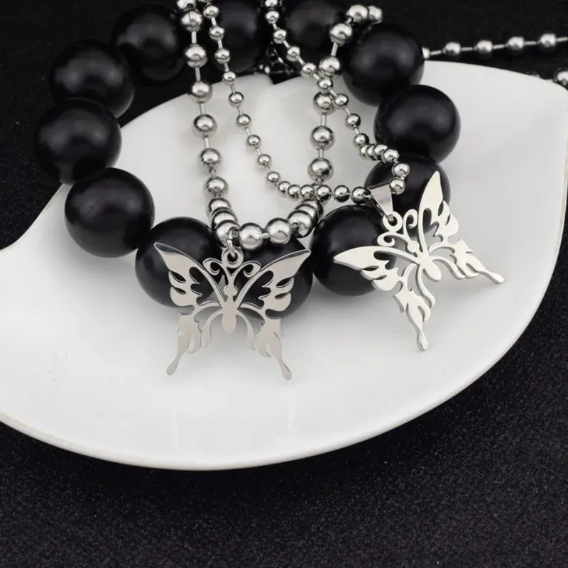 Sweet Butterfly Stainless Steel Pendant Ball Chain Necklace