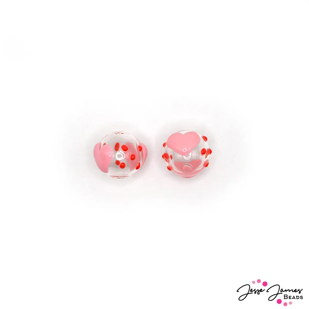 Sweetheart Sprinkle Lampwork Bead Pair