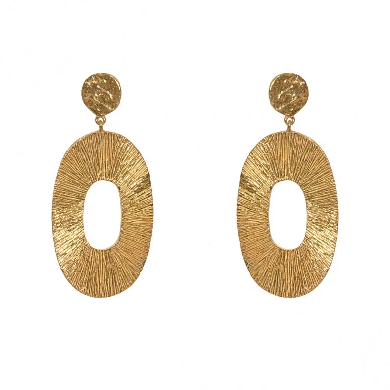 Textured Gold Ring Statement Earrings