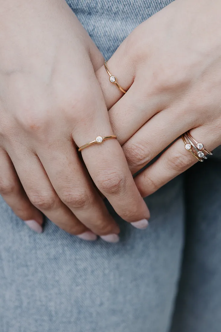 THIN ZIRCON STERLING SILVER RING