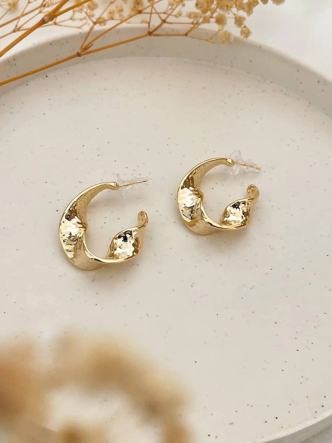 Twisted Hammerd Bold Gold Earrings