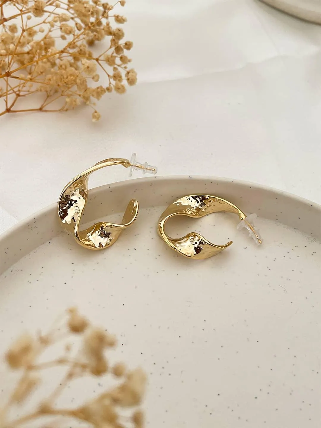 Twisted Hammerd Bold Gold Earrings