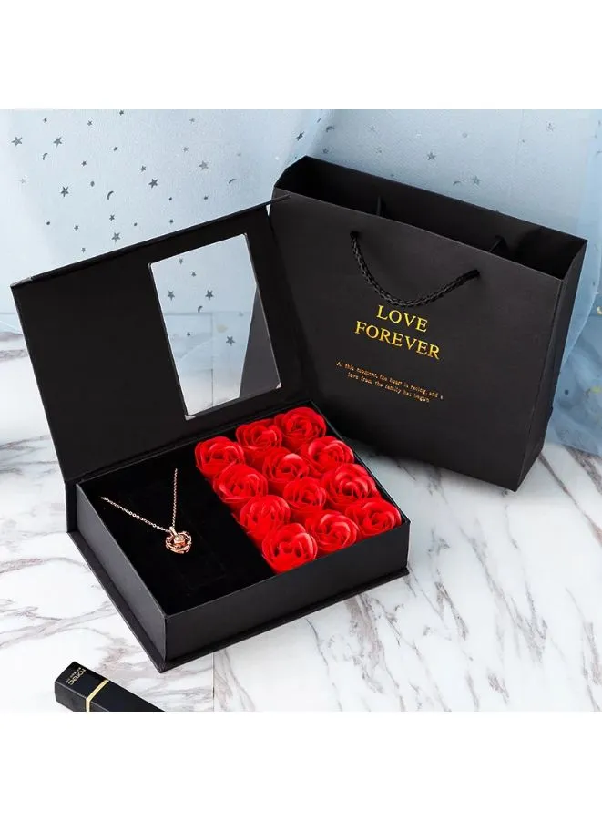 Valentine's Day Gift Box, Eternal Rose, Soap Flowers, Jewelry Gift Box for Valentine's Day, Mother's Day, Wedding and Anniversary