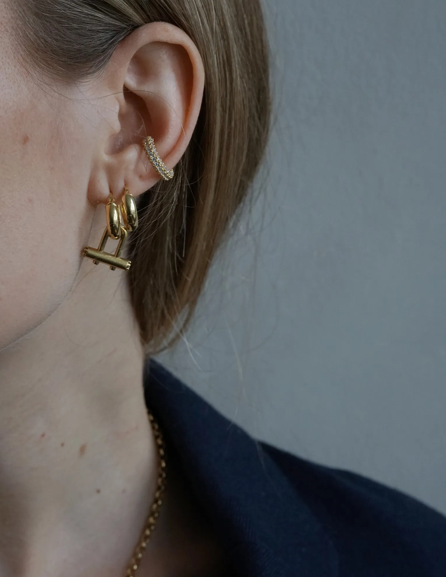 Viv Crystal Pavé Cuff Earring <br> Gold Vermeil