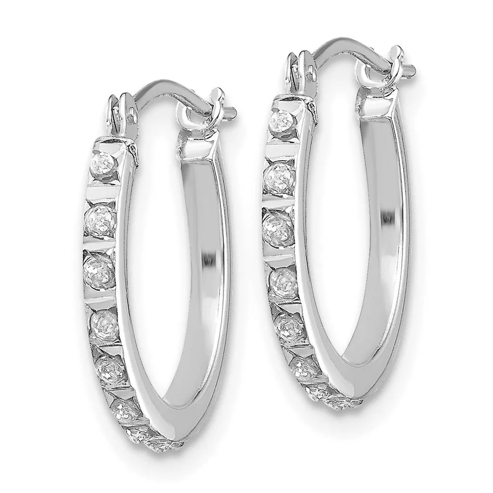 White Gold Diamond Fascination Hinged Hoop Earrings - Model DF176