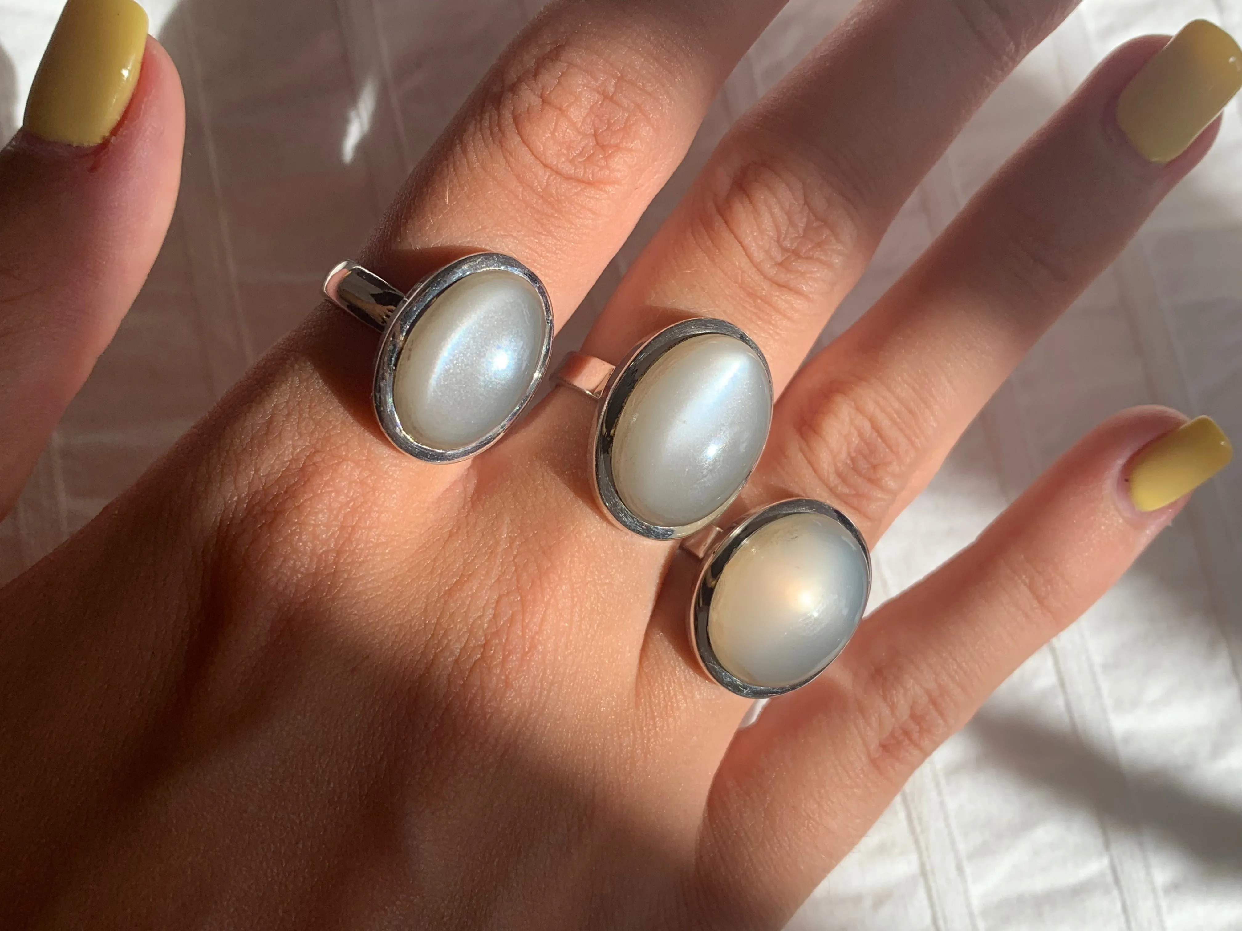 White Moonstone Naevia Ring - Oval Mix (US 6 & 7.5)