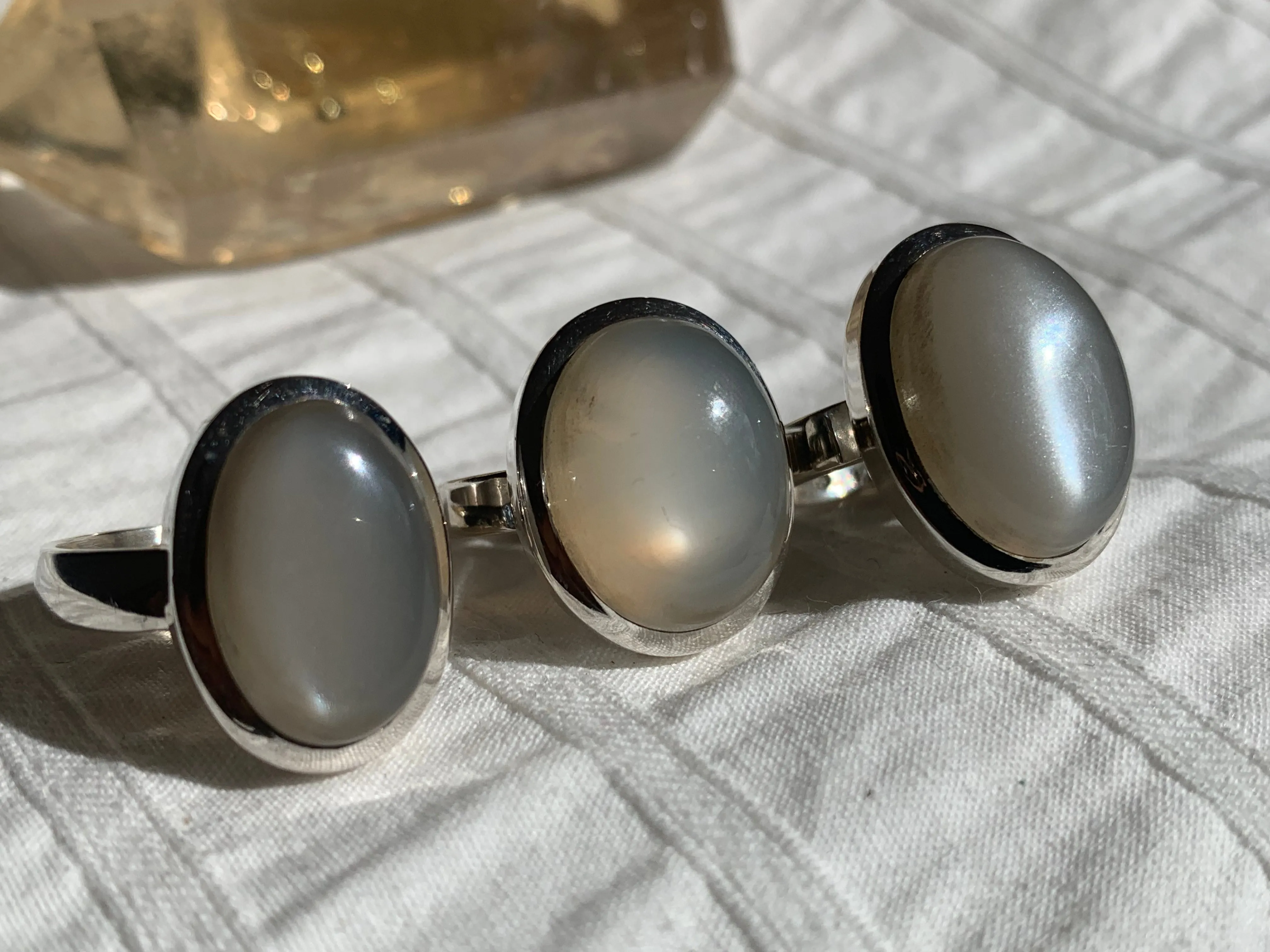 White Moonstone Naevia Ring - Oval Mix (US 6 & 7.5)