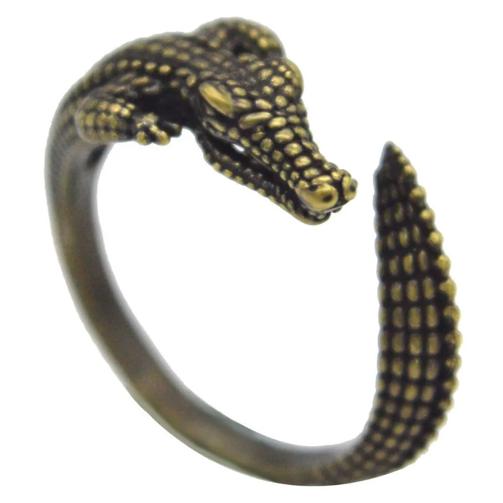 Wild Animal Crocodile Ring Unique Night Club Ring Silver Plated