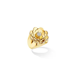 Yellow Gold Trio Pinky Ring with White Diamonds